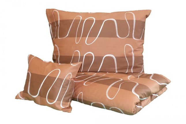 Szatén kispárnahuzat- Barna/Fehér hullám