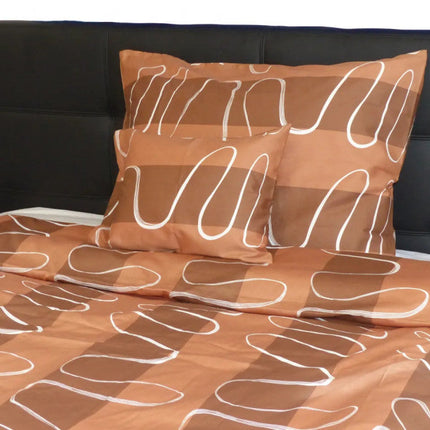 Szatén kispárnahuzat- Barna/Fehér hullám