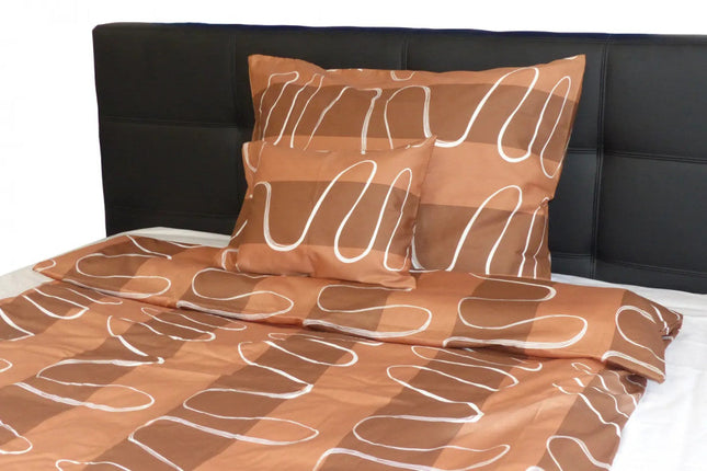 Szatén kispárnahuzat- Barna/Fehér hullám