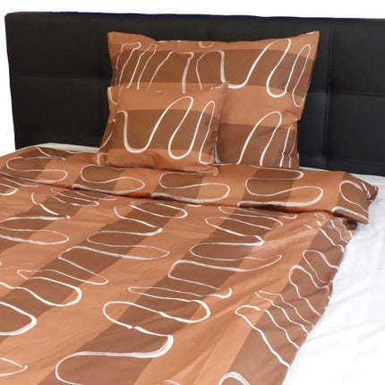 Szatén kispárnahuzat- Barna/Fehér hullám