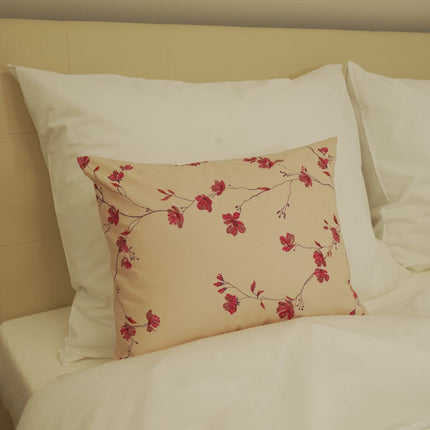Pamut kispárnahuzat - Rózsaszín virág mintás