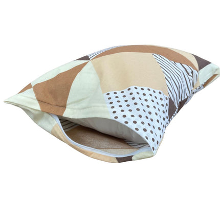 Pamut kispárnahuzat - Barna/bézs geometriai mintás