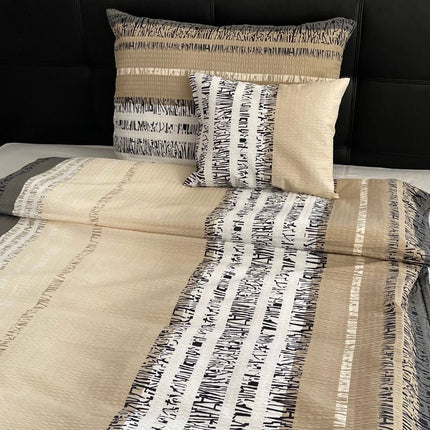 Krepp félpárnahuzat - Krém/szürke mintás