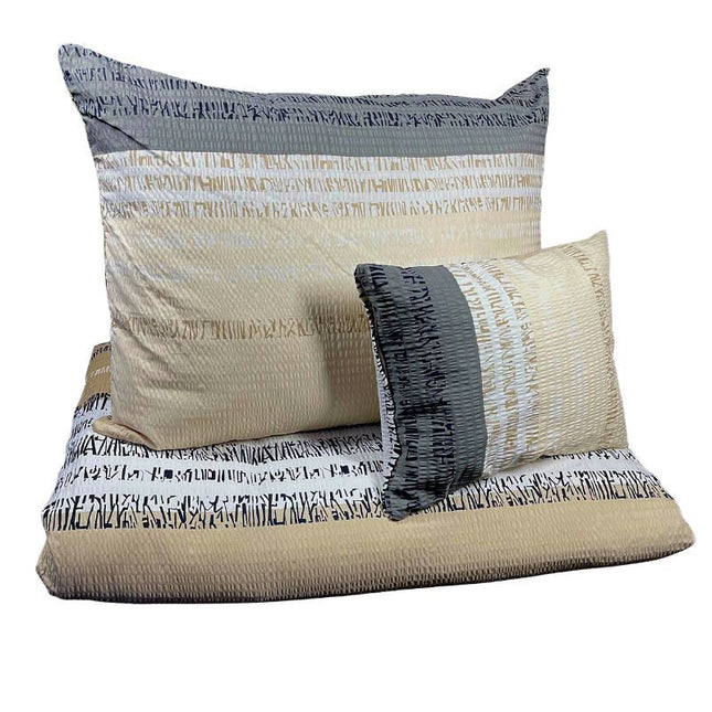 Krepp félpárnahuzat - Krém/szürke mintás