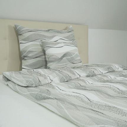 Krepp kispárnahuzat - Szürke/fehér hullám