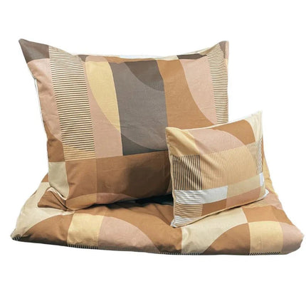 Pamut nagypárnahuzat - Drapp mintás