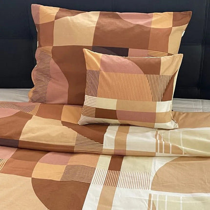 Pamut nagypárnahuzat - Drapp mintás