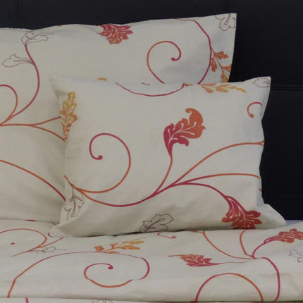 Pamut párnahuzat - Bézs/leveles