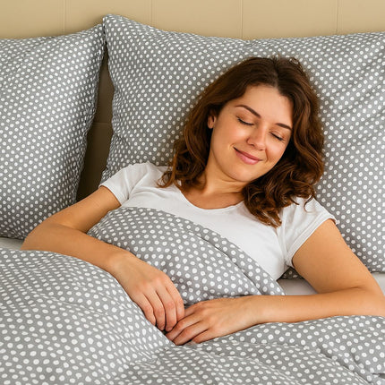 Pamut ágyneműhuzat garnitúra - Szürke pöttyös