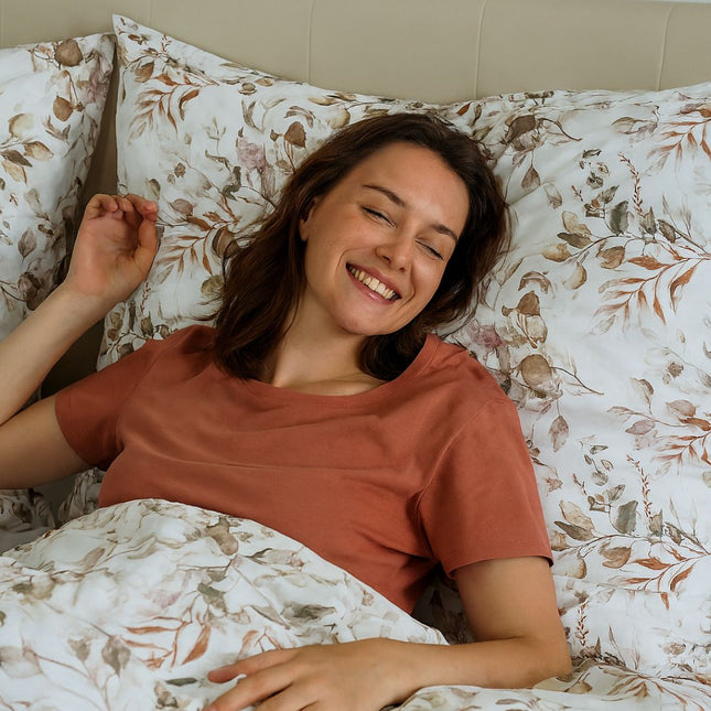 Pamut ágyneműhuzat garnitúra - Törtfehér virágos