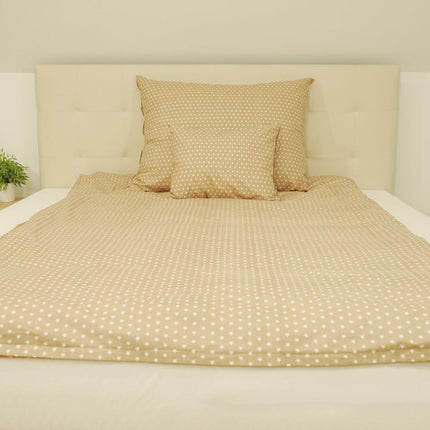 Pamut ágyneműhuzat garnitúra - 3 db-os - Barna-fehér csillagos