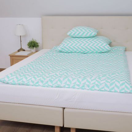 Pamut párnahuzat - Türkiz-fehér mintás