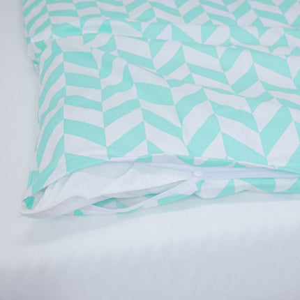 Pamut ágyneműhuzat garnitúra - 3 db-os - Türkiz-fehér mintás