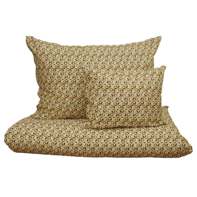 Pamut ágyneműhuzat garnitúra - 3 db-os - Barnás geometriai mintás