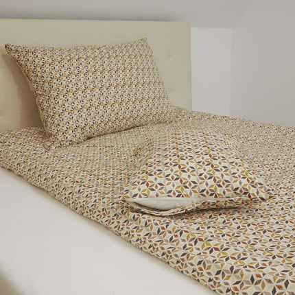 Pamut kispárnahuzat - Barnás geometriai mintás