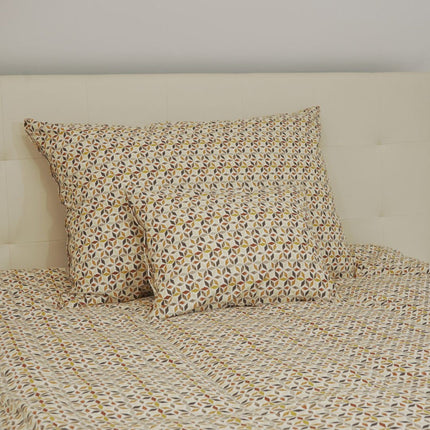 Pamut kispárnahuzat - Barnás geometriai mintás