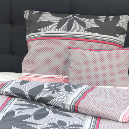 Pamut kispárnahuzat - Szürke/barack-pöttyös