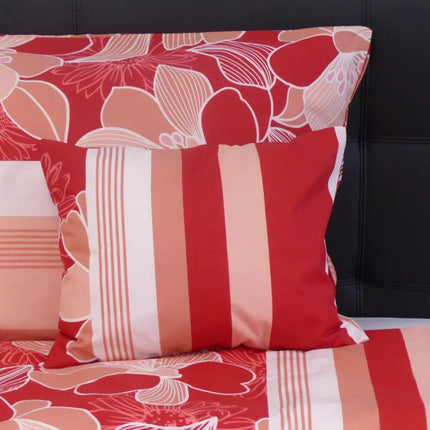 Pamut ágyneműhuzat garnitúra - 3 db-os - Meggypiros/Barack