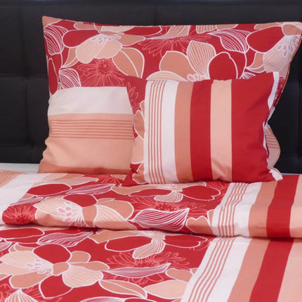 Pamut ágyneműhuzat garnitúra - 3 db-os - Meggypiros/Barack