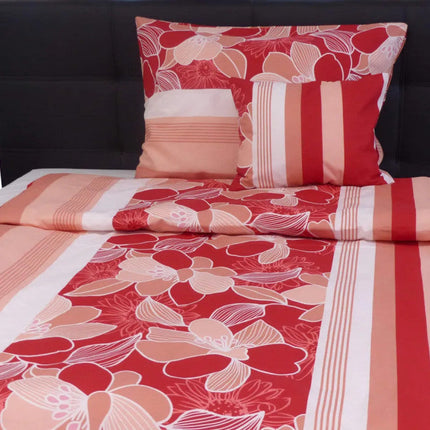Pamut ágyneműhuzat garnitúra - 3 db-os - Meggypiros/Barack