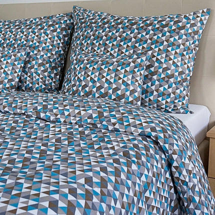 Pamut ágyneműhuzat garnitúra - Kék háromszög mintás