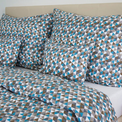 Pamut ágyneműhuzat garnitúra - Kék háromszög mintás