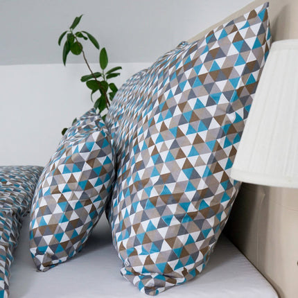 Pamut ágyneműhuzat garnitúra - Kék háromszög mintás