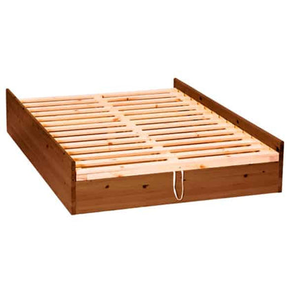 Queen - Antikolt fenyő ágykeret - ágyneműtartóval
