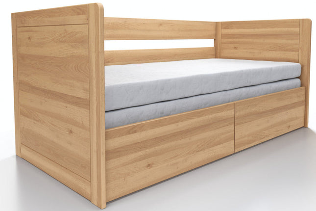 Sára bükk összecsukható ágy mindkét magas fejtámlával