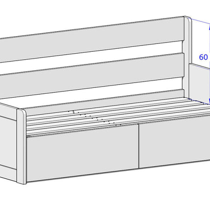 Sára bükk összecsukható ágy mindkét magas fejtámlával