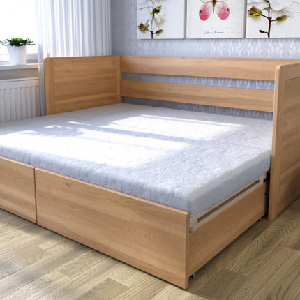 Sára bükk összecsukható ágy mindkét magas fejtámlával