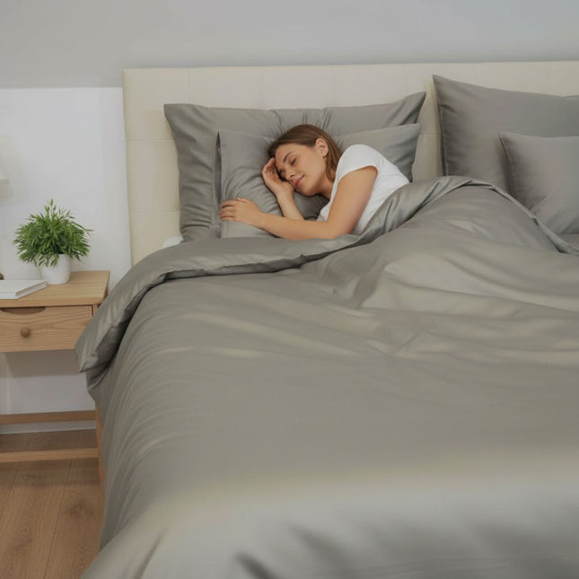 Acél szürke szatén ágyneműhuzat garnitúra - 3 részes - TC 250