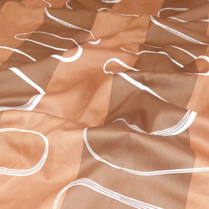 Pamutszatén ágyneműhuzat garnitúra - 3 db-os - Barna/Fehér hullám