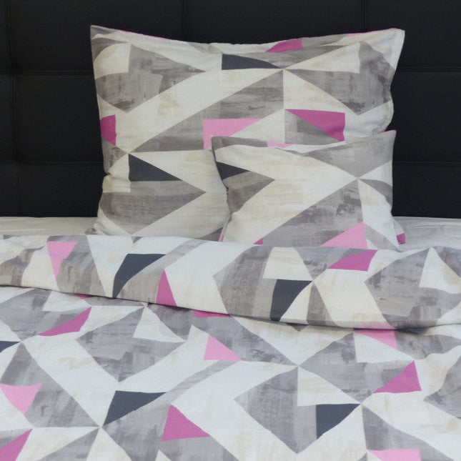Pamutszatén kispárnahuzat - Szürke/rózsaszín