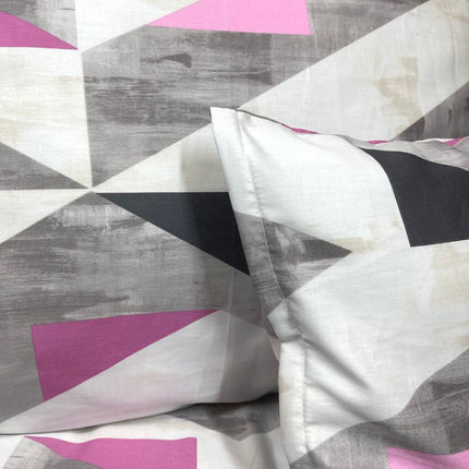Pamutszatén kispárnahuzat - Szürke/rózsaszín