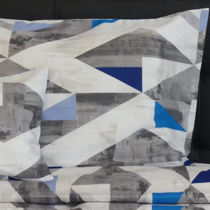 Pamutszatén párnahuzat - Szürke/kék