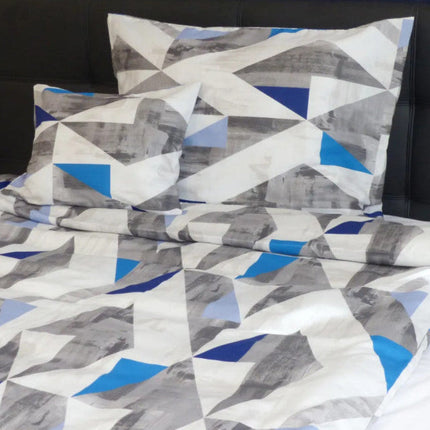 Pamutszatén párnahuzat - Szürke/kék