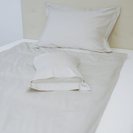 Dupla pamutszatén ágyneműhuzat garnitúra angol széllel - 5 db-os - Halvány szürke - TC 250