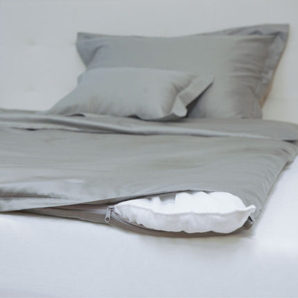 Dupla pamutszatén ágyneműhuzat garnitúra angol széllel - 5 db-os - Acél szürke - TC 250