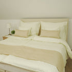 Pezsgő színű hotel csíkos ágyneműhuzat - 80% Pamut - 20% PE - áthajtós - 2 db-os szett - 150 gr/m2 - csomagos