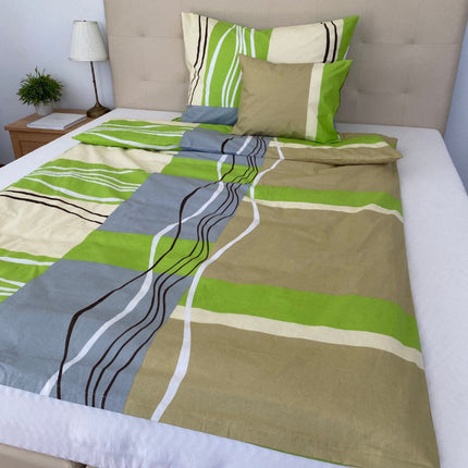 Pamut kispárnahuzat - Zöld/bézs mintás